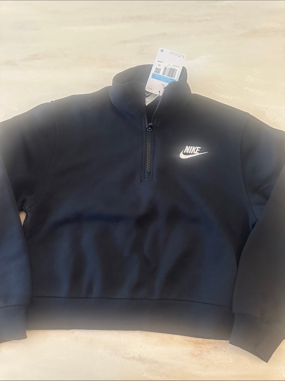Kids Nike Black Quarter-Zip Pullover with White Swoosh
